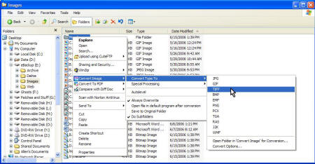 Convert Image Context menu